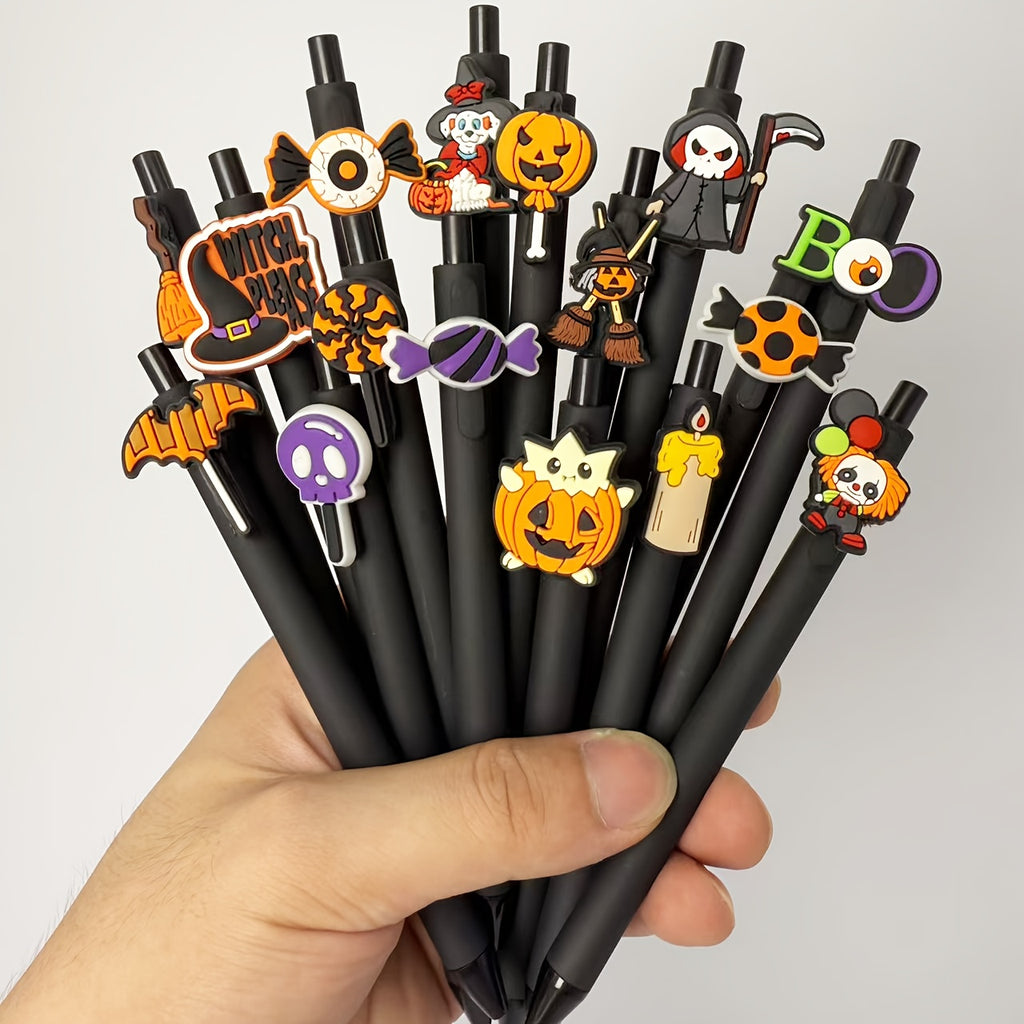 10/20pcs Halloween Retractable Pens - Cute Ghosts/Bats &amp;Pumpkins Ballpoint Pen | Medium Tip and Ergonomic Grip| Non-Toxin for Classroom Use Trick or Treating Present in a Box, Party Favors, Office Stationery, Festive Design, Playful Stationery,
