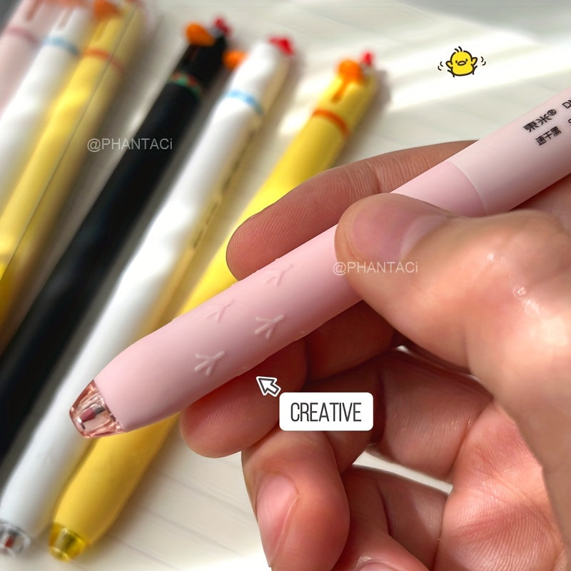 [Creative Gel Pen] 8pcs Creative Duck and Chick Gel Pen | 0.5mm Black Writing Pen Office Supplies Small Gift
