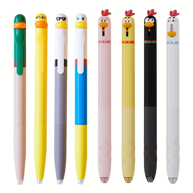 [Creative Gel Pen] 8pcs Creative Duck and Chick Gel Pen | 0.5mm Black Writing Pen Office Supplies Small Gift