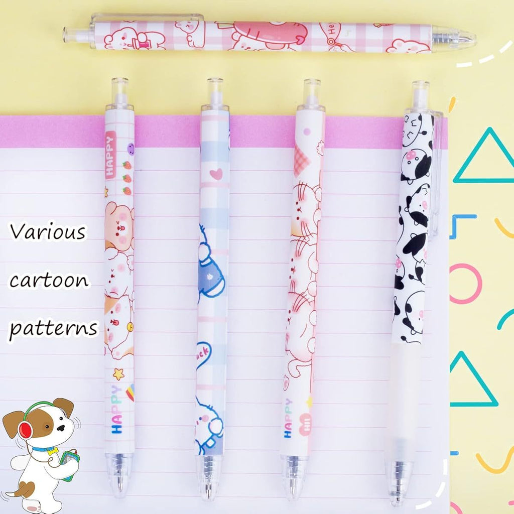 24pcs Cute Cow & Bear Retractable Gel Pens - Pastel Colors, Durable Plastic Kawaii Stationery for Office, School, Crafts - Fun Aesthetic Writing Tools, Office Supplies, Playful Design, Smooth Writing, Office Workers