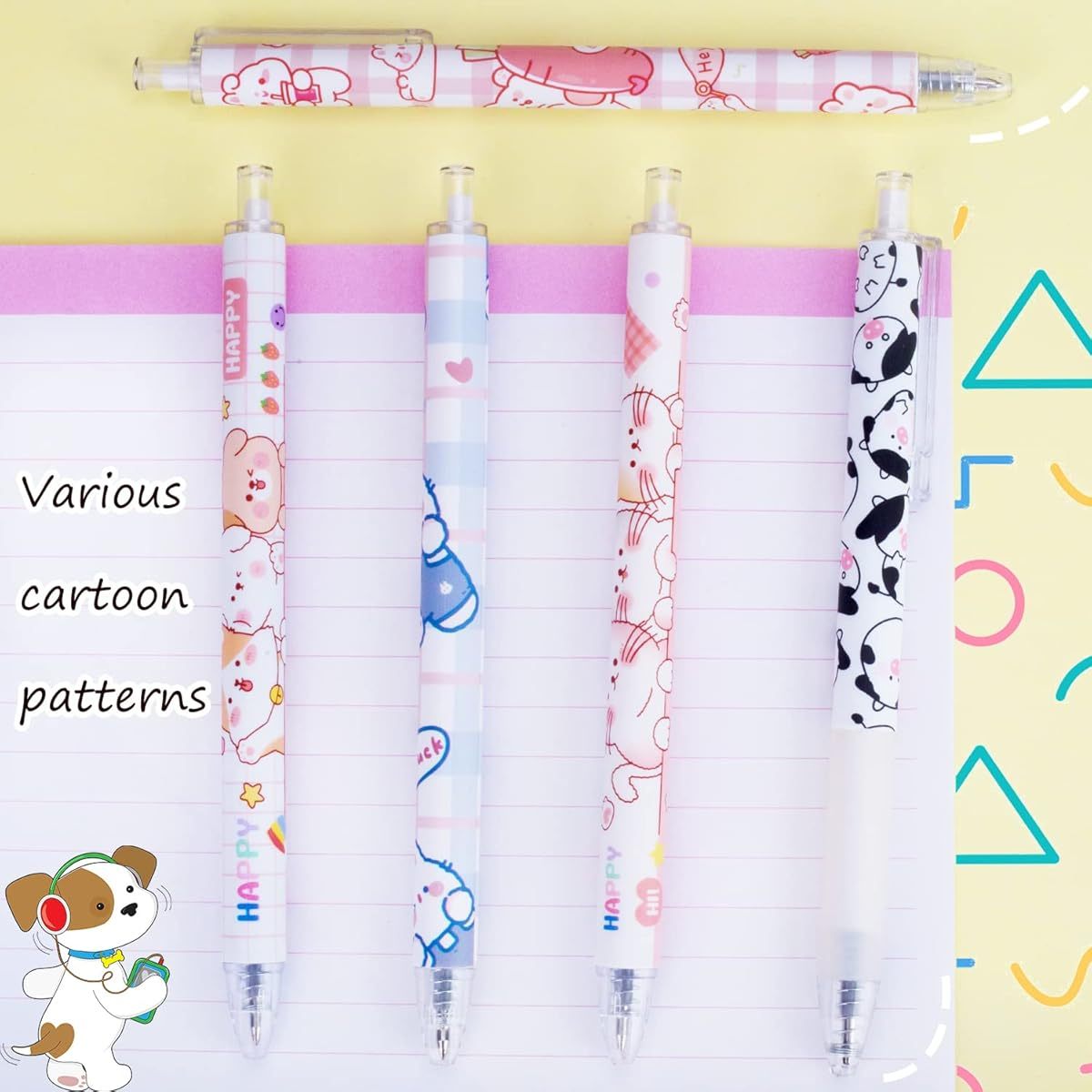 24pcs Cute Cow & Bear Retractable Gel Pens - Pastel Colors, Durable Plastic Kawaii Stationery for Office, School, Crafts - Fun Aesthetic Writing Tools, Office Supplies, Playful Design, Smooth Writing, Office Workers
