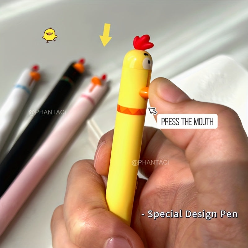 [Creative Gel Pen] 8pcs Creative Duck and Chick Gel Pen | 0.5mm Black Writing Pen Office Supplies Small Gift