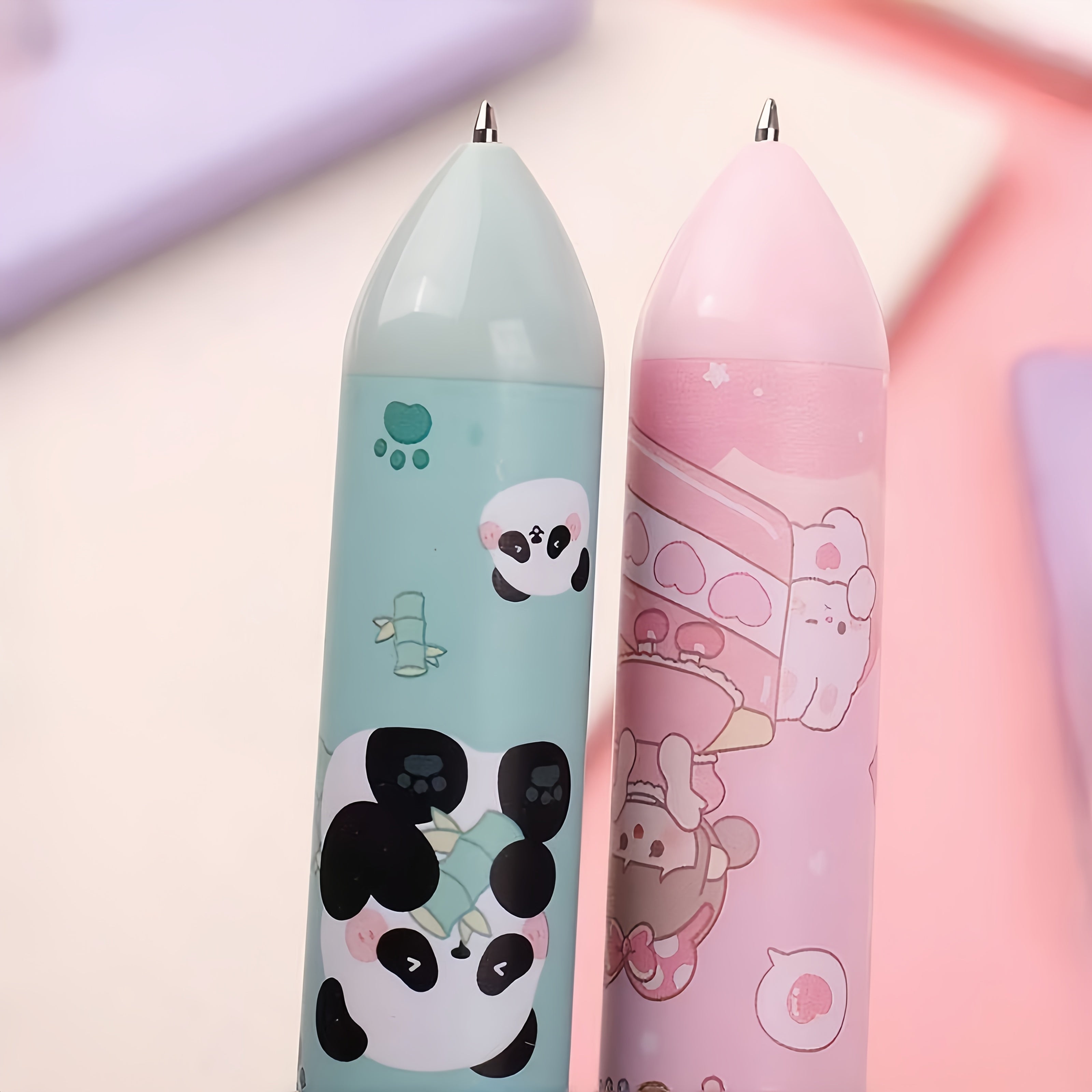 6-Piece Cute Cartoon Retractable Ballpoint Pens - 10-Color Set with Soft Silicone 3D Tips for Easy Color Switching, Vibrant Colors for Hand-Lettering, Painting, School, Office & Art Projects, Hand Lettering Tool, Artistic Drawing Pen, Playful Design, Fun