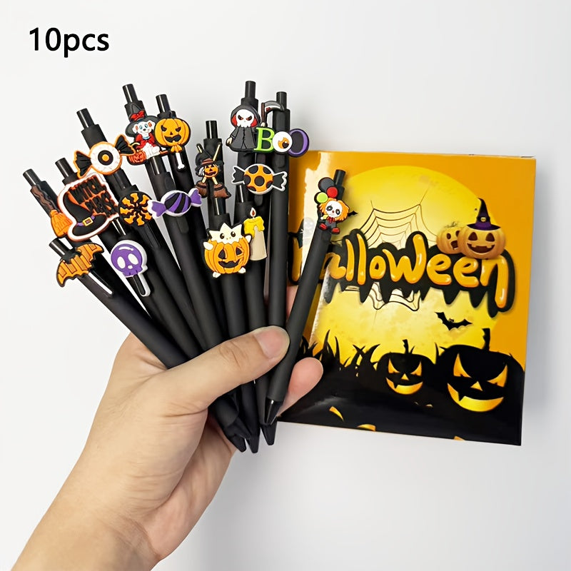 10/20pcs Halloween Retractable Pens - Cute Ghosts/Bats &amp;Pumpkins Ballpoint Pen | Medium Tip and Ergonomic Grip| Non-Toxin for Classroom Use Trick or Treating Present in a Box, Party Favors, Office Stationery, Festive Design, Playful Stationery,