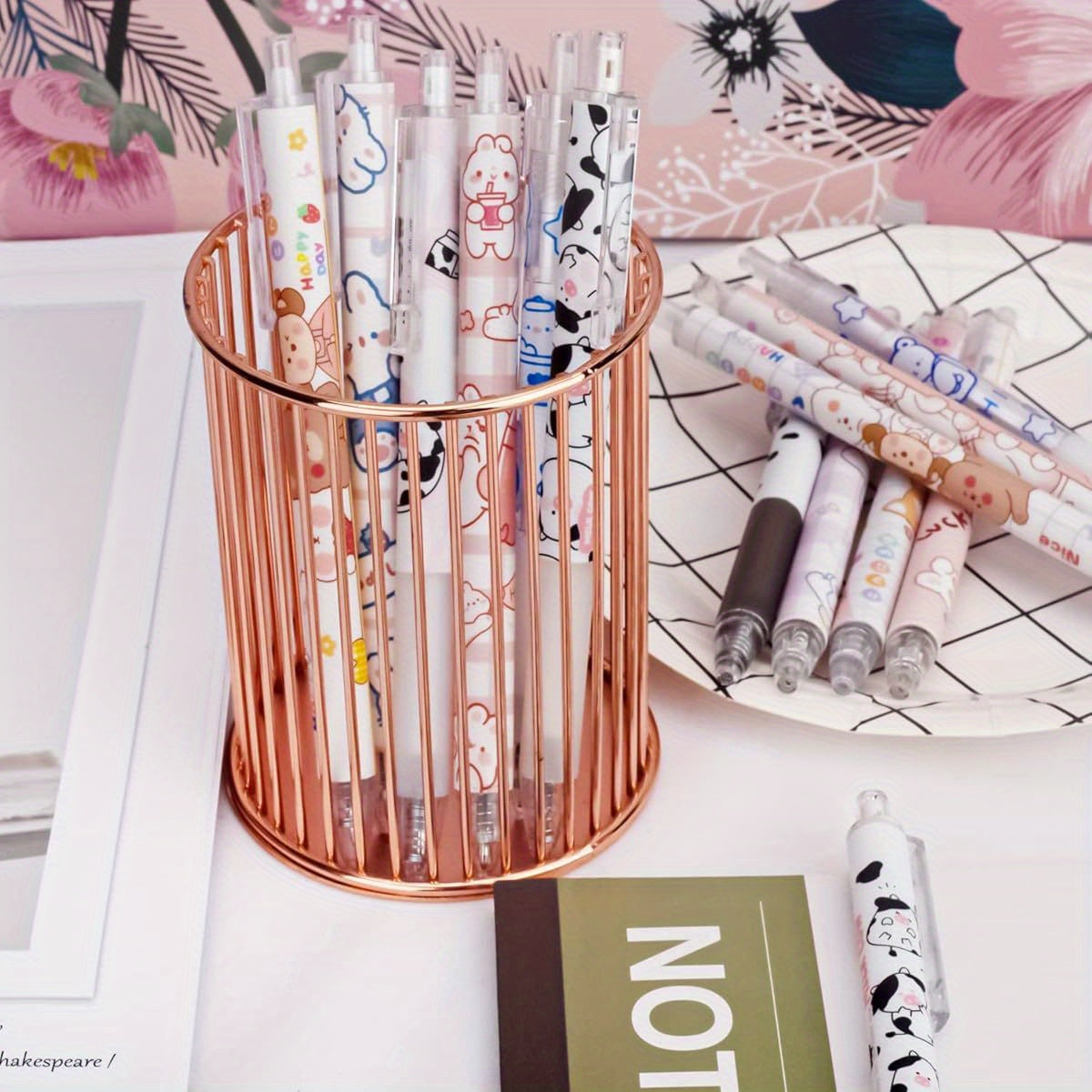 24pcs Cute Cow & Bear Retractable Gel Pens - Pastel Colors, Durable Plastic Kawaii Stationery for Office, School, Crafts - Fun Aesthetic Writing Tools, Office Supplies, Playful Design, Smooth Writing, Office Workers