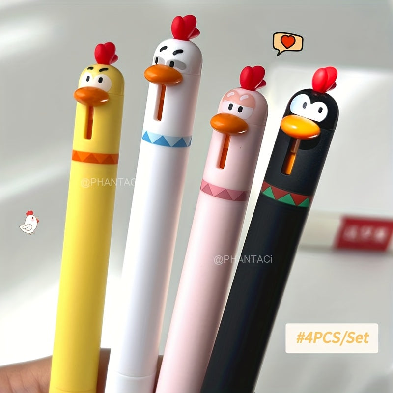 [Creative Gel Pen] 8pcs Creative Duck and Chick Gel Pen | 0.5mm Black Writing Pen Office Supplies Small Gift