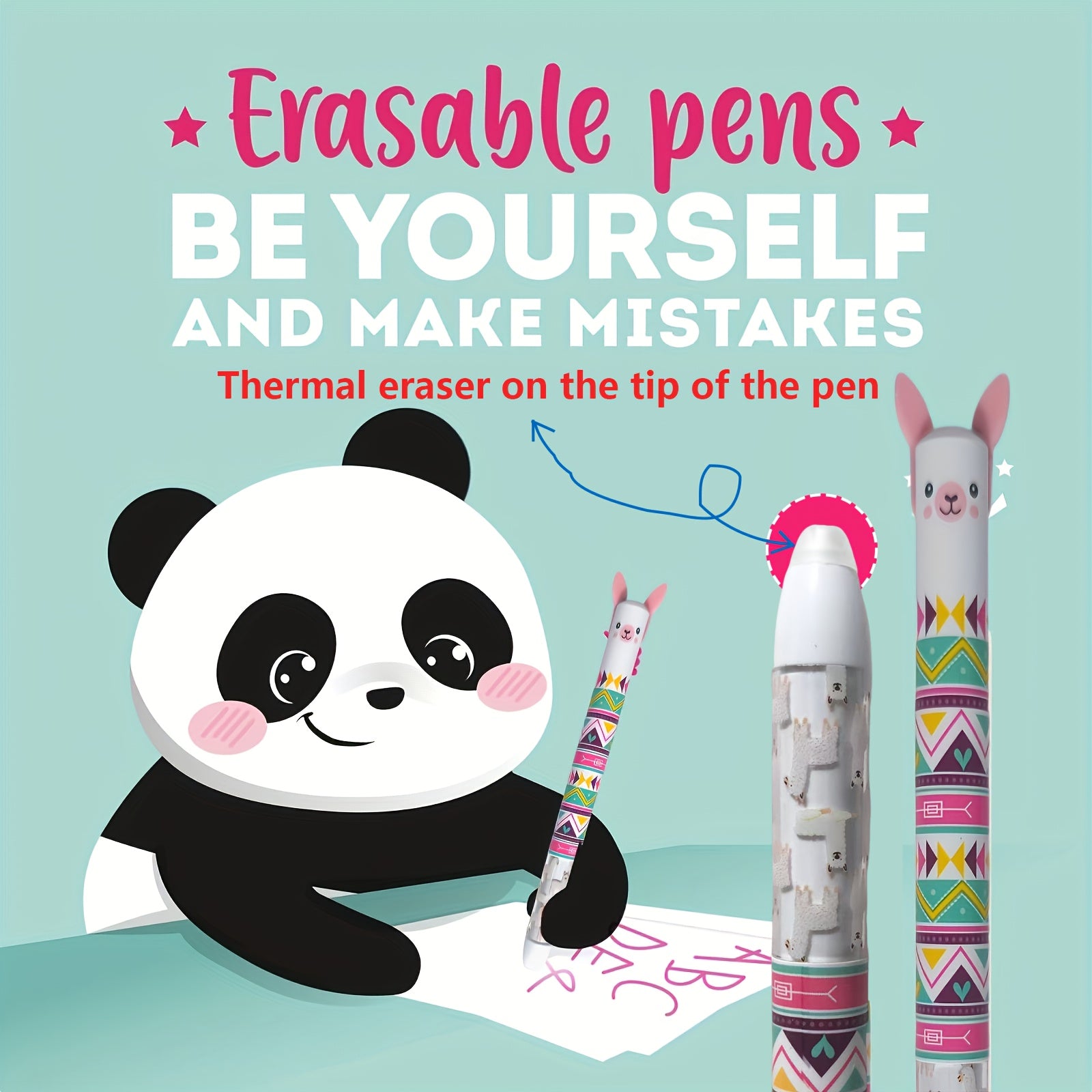 12pcs Erasable Neutral Marker Pen with Thermal Eraser Ink, Various Ink Colors And Barrel Design, 0.7mm Nib, Animal Shape