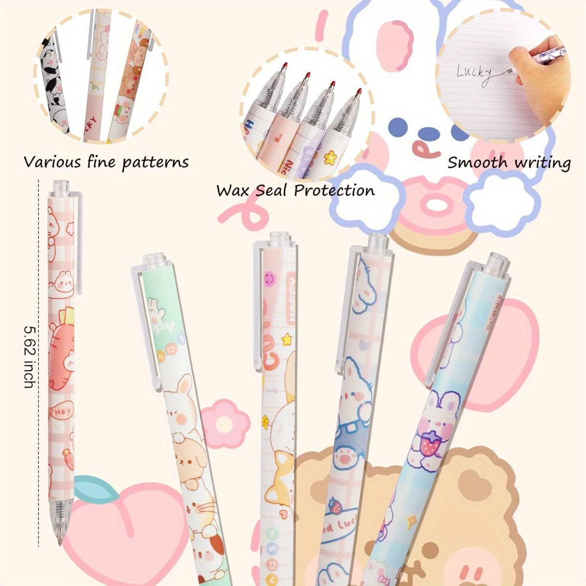 24pcs Cute Cow & Bear Retractable Gel Pens - Pastel Colors, Durable Plastic Kawaii Stationery for Office, School, Crafts - Fun Aesthetic Writing Tools, Office Supplies, Playful Design, Smooth Writing, Office Workers