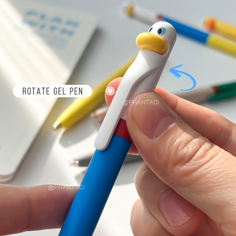 [Creative Gel Pen] 8pcs Creative Duck and Chick Gel Pen | 0.5mm Black Writing Pen Office Supplies Small Gift
