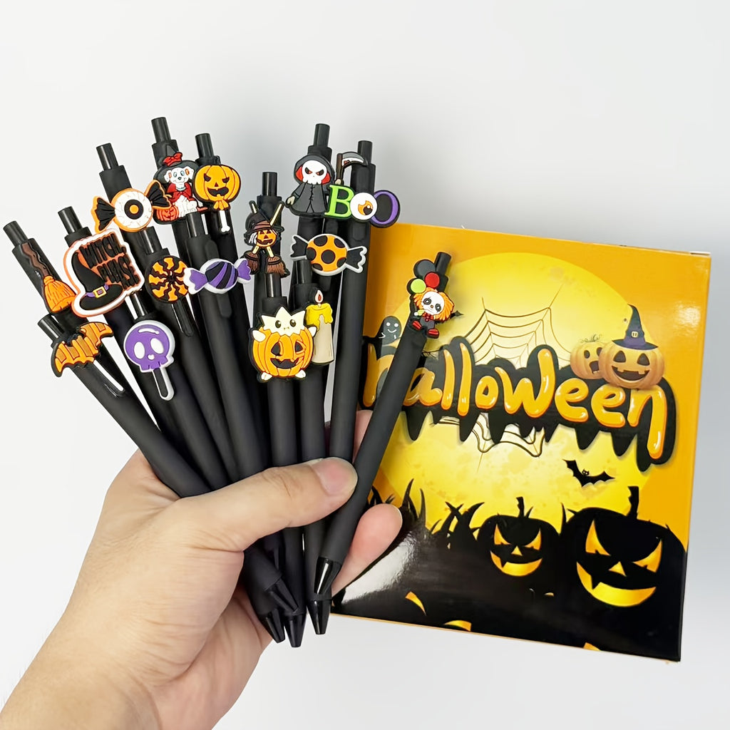 10/20pcs Halloween Retractable Pens - Cute Ghosts/Bats &amp;Pumpkins Ballpoint Pen | Medium Tip and Ergonomic Grip| Non-Toxin for Classroom Use Trick or Treating Present in a Box, Party Favors, Office Stationery, Festive Design, Playful Stationery,