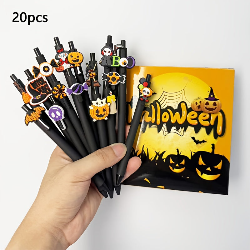 10/20pcs Halloween Retractable Pens - Cute Ghosts/Bats &amp;Pumpkins Ballpoint Pen | Medium Tip and Ergonomic Grip| Non-Toxin for Classroom Use Trick or Treating Present in a Box, Party Favors, Office Stationery, Festive Design, Playful Stationery,