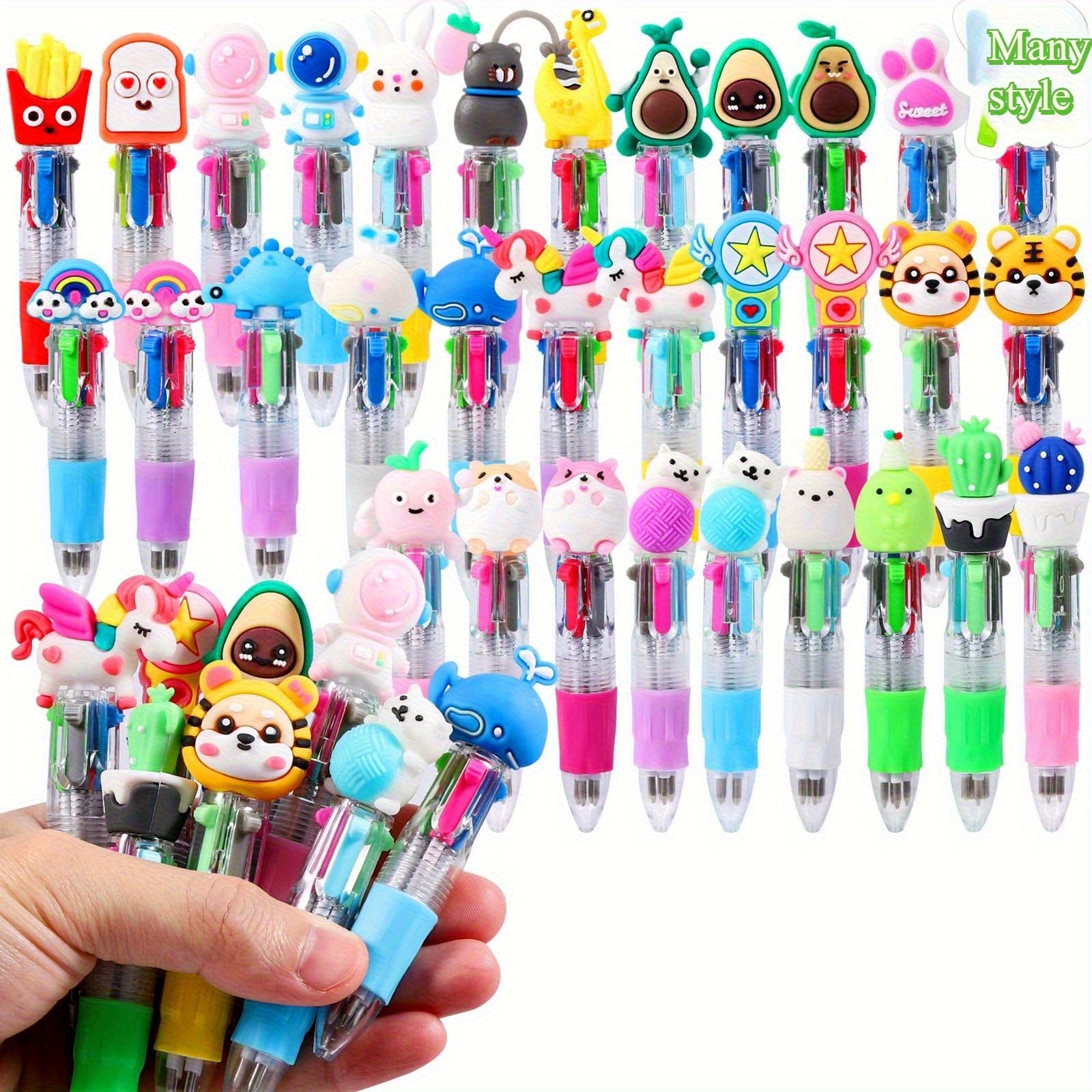 20 Mini 4-In-1 Multicolor Retractable Ballpoint Pens - a Cartoon Pen Set Featuring Blue, Red, Black, And Green Ink - Perfect for School Supplies, Classroom Prizes, End-Of-Year Gifts, Christmas Presents, And Halloween Treats