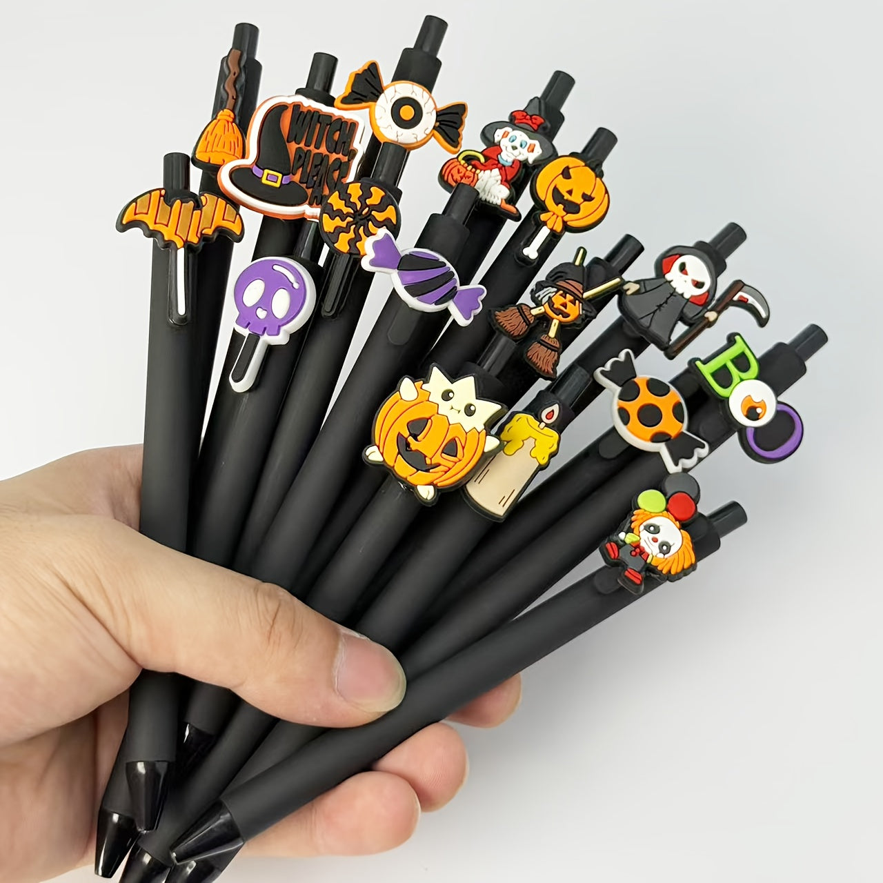 10/20pcs Halloween Retractable Pens - Cute Ghosts/Bats &amp;Pumpkins Ballpoint Pen | Medium Tip and Ergonomic Grip| Non-Toxin for Classroom Use Trick or Treating Present in a Box, Party Favors, Office Stationery, Festive Design, Playful Stationery,