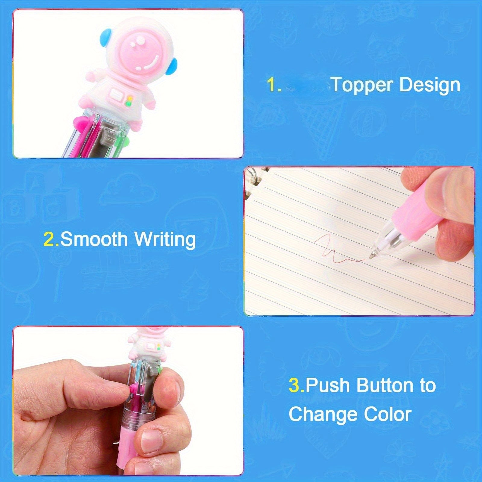 20 Mini 4-In-1 Multicolor Retractable Ballpoint Pens - a Cartoon Pen Set Featuring Blue, Red, Black, And Green Ink - Perfect for School Supplies, Classroom Prizes, End-Of-Year Gifts, Christmas Presents, And Halloween Treats