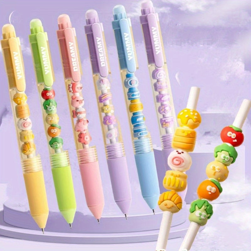 Chuanle Cute Cartoon Character Retractable Gel Pen with Eraser - Quick-Drying Brush Tip, Vibrant Colors & Smooth Writing, Medium Tip Ballpoint Pen for School, Office, DIY, Birthday Gifts, Playful Design with Heart & Star Patterns, No Feathering, Durable &
